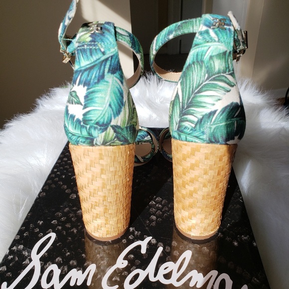 NWT/BOX Sam Edelman Yaro Palm Strappy Heels (8.5) - Picture 8 of 8